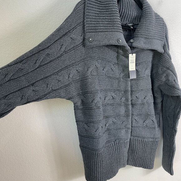 NEW $129 Talbots Womens XL Gray Cable Knit Jacket Cardigan Snap Button Up - Picture 12 of 14